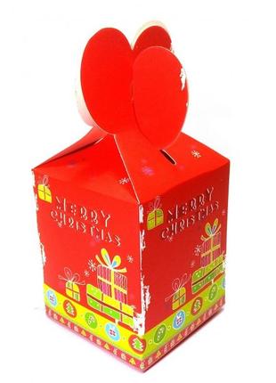 Коробка упаковочная "merry christmas" красная (12шт/уп) (15х9х9 см)