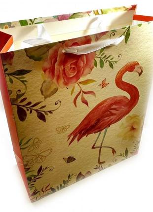 Пакет подарочный картонный "фламинго и единороги" (18х23х8 см)3 фото