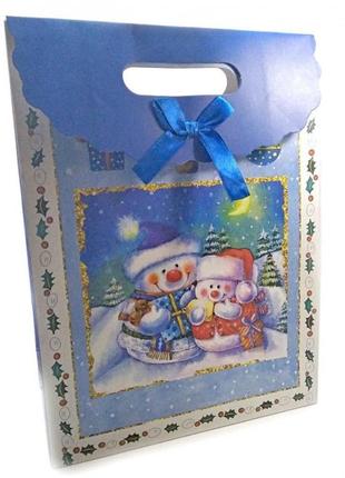 Пакет подарочный картонный "новогодний" (24х32х10,5см)