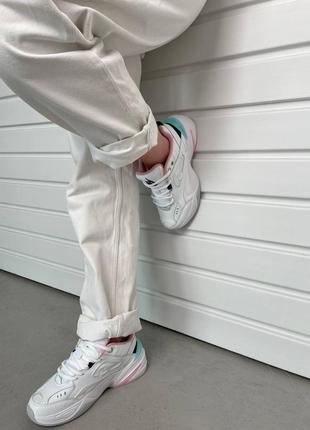 Nike m2k tekno white pink grey blue ніжні жіночі кросівки найк білі рожеві женские нежные белые кроссовки розовые зефирные демисезон9 фото
