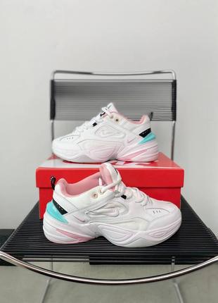 Nike m2k tekno white pink grey blue ніжні жіночі кросівки найк на кожен день білі рожеві женские нежные белые кроссовки розовые на каждый день9 фото