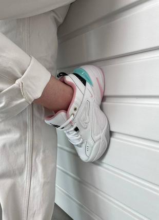 Nike m2k tekno white pink grey blue ніжні жіночі кросівки найк на кожен день білі рожеві женские нежные белые кроссовки розовые на каждый день6 фото