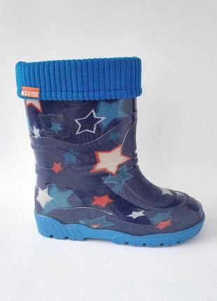 Гумові чоботи з утеплювачем alisa 30 p (сині, зірки)