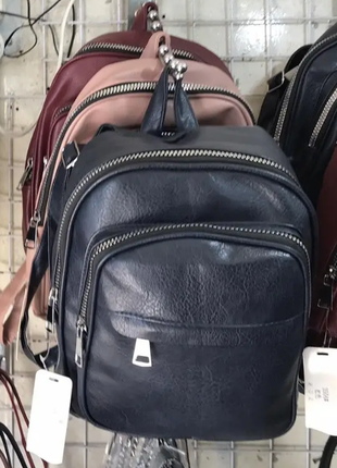 Рюкзак женский черный городской 32 25 см из искусственной кожи 6 видов kon1010-19/09-3ни6 фото