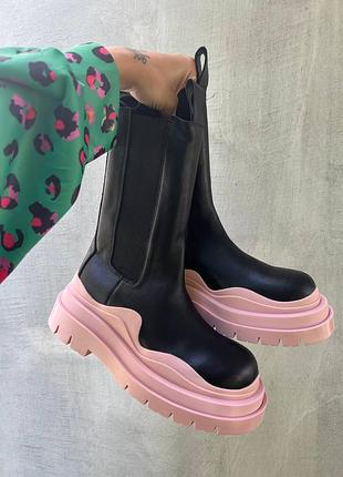 Осінні шкіряні черевики на масивній підошві