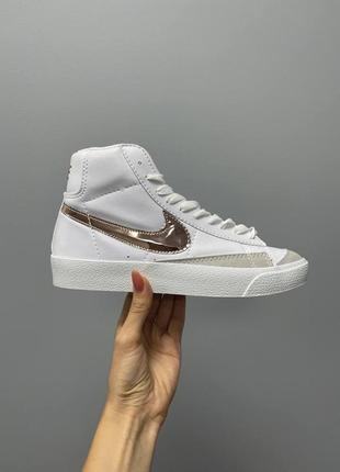 Nike blazer mid 77 white gold logo2 фото