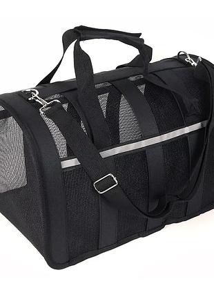 Сумка перенесення для тварин  каркасна чорна розмір s 32х23х21 см