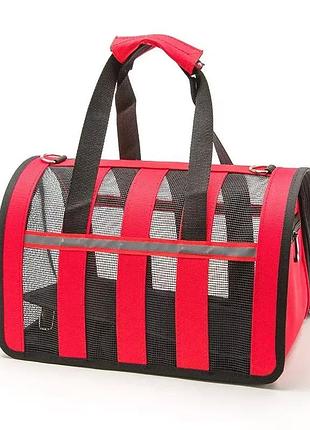 Сумка перенесення для тварин  каркасна червона розмір s  32х23х21 см
