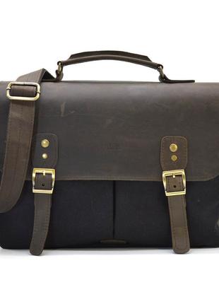 Чоловіча сумка-портфель із канвасу та шкіри tarwa rgc-3960-3md