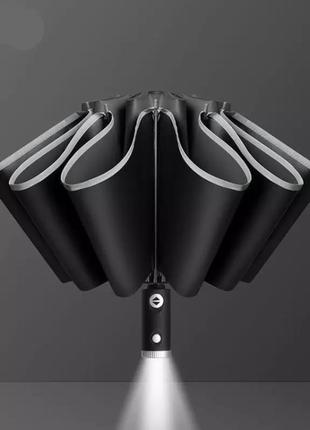 Зонт xiaomi автоматичний чорний , вініл, з поворот світлодіодною підсвіткою та світловідбиваючою стрічкою, діаметр 107 см, унісекс2 фото