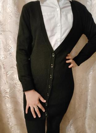 Кофта кардиган женский на пуговицах черная basic insity домашняя xs-s1 фото