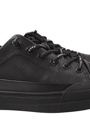 Кеды мужские из натуральной кожи, на низком ходу, на шнуровке, черные, arees