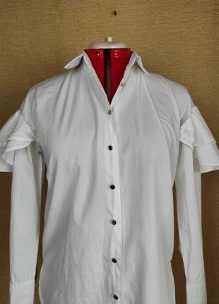 Біла сорочка рубашка із воланами3 фото