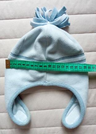 Детская тёплая флисовая шапочка с бумбоном на мальчика осенняя зимняя шапка флис осень зима 1-3 меc7 фото