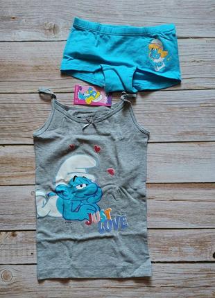 Майка трусы  комплект белья для девочки  98/104  lupilu