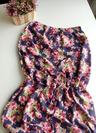 Ніжна сукня максі в квітковий принт з натуральної тканини
