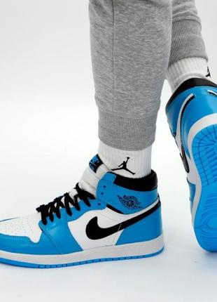 Мужские высокие кожаные кроссовки nike air jordan 1#найк