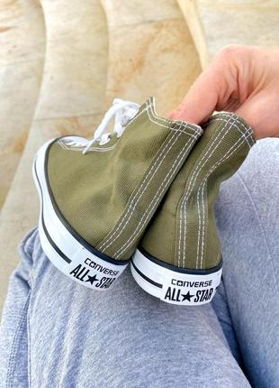 Жіночі кеди converse chuck taylor all star high dark green женские кеды конверсы