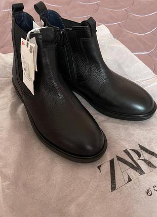 Кожаные сапоги челси zara р 34