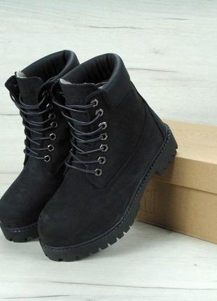 Зимние женские ботинки timberland black (мех) 36-37-38-39-40