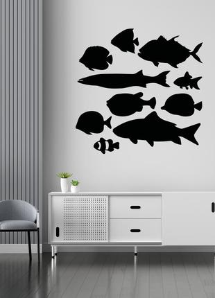 Наклейка на стену (стекло, мебель, зеркало, металл) "рыбки"