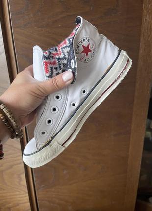 Кеди converse шкіряні з в‘язаною вставкою