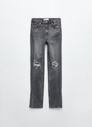 Джинси жіночі zara, колір сірий😍 скіні скинни джинсы с разрезами2 фото