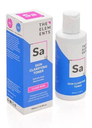 Тонер із саліциловою кислотою та ніацинамідом the elements skin clarifying toner, 100 мл