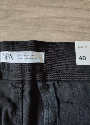 Классические зауженные брюки из джинса zara 40 размер4 фото