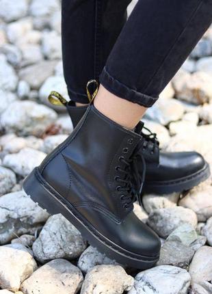 Жіночі ботінки  dr. martens 1460 total black / женские ботинки доктор мартинс