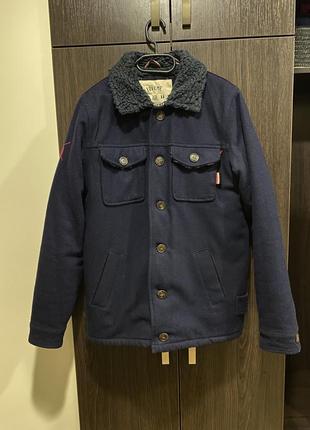Шерстяне пальто (60% шерсті) чоловіче р. м 38 48 темно синє напівпальто зимове пальто мужское куртка
