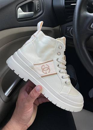 Снікери високі світлі текстильні