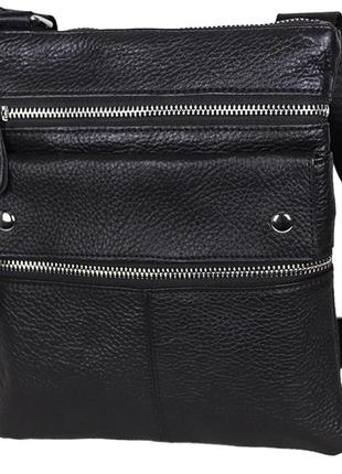 Кожаная мужская сумка через плечо черная привлекательная барсетка планшет 8s302bl польша1 фото