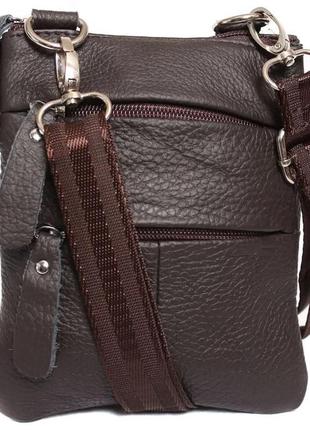 Кожаная мужская сумка es300150 brown польша кошелек через плечо коричневая барсетка