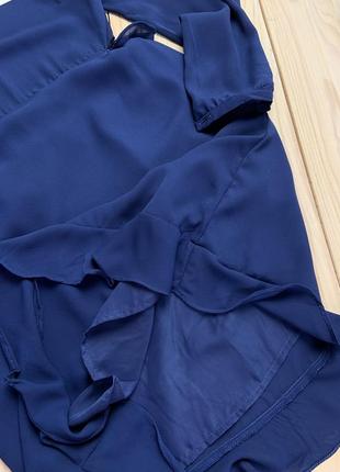 💙💛вечірня коктейльна шифонова грайлива темно-синя сукня з відкритою спиною na-kd10 фото