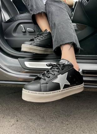 Golden goose deluxe hi star black стильные женские черные кроссовки со звездочкой на каждый день жіночі чорні кросівки7 фото