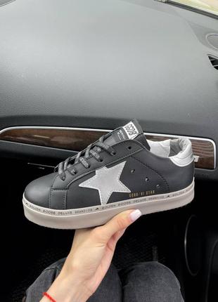 Golden goose deluxe hi star black стильные женские черные кроссовки со звездочкой на каждый день жіночі чорні кросівки9 фото