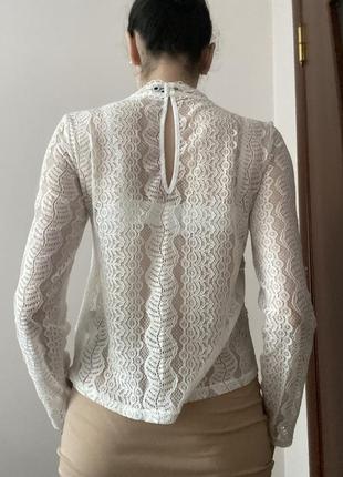 Красивезна кружевна біла блуза від h&m4 фото