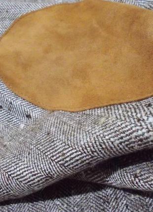 Пиджак бежевый в елочку с налокотниками шелк-лен 'charles robertson' 50-52р4 фото