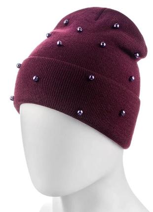 Молодежная модная шапка zolly zh123 бордовый