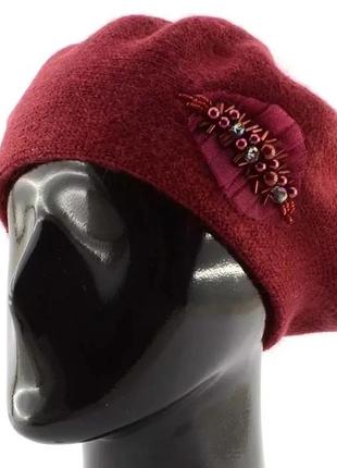 Берет двойной из ангоры lirus анабель бордовый