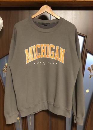 Женский свитшот michigan в хаки цвете в хорошем состоянии