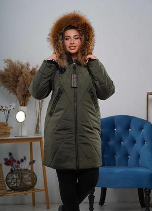 Жіноча зимова батальна куртка з натуральним хутром єнота, різні кольори. безкоштовна доставка.