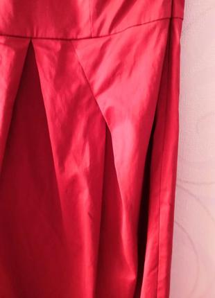 Червоне коктейльне плаття-бандо4 фото