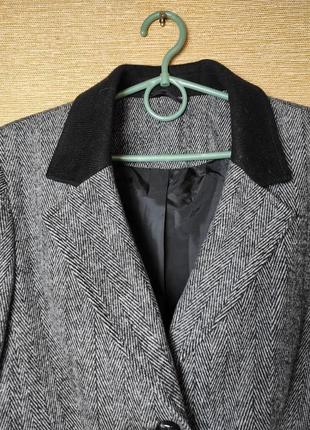 Теплий шерстяний вовняний піджак жакет блейзер принт ялинки3 фото