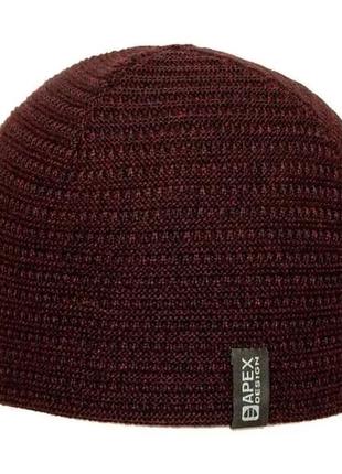 Теплая мужская зимняя шапка на флисовой подкладке без отворота apex зодиак-короткий меланж-черный бордовый