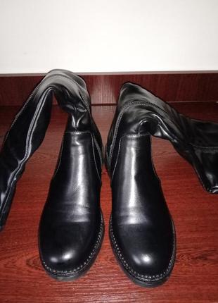 Зимові ботфорти високі чорні 41 розмір повномірний сапожки черевики ботинки