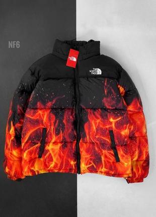 Топовий пуховик тнф куртка преміум tnf the north Violet з вогнем принт