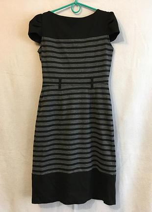 Плітье миди серое в полоску класическое