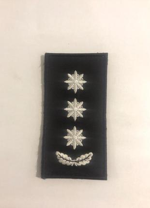 Пагон шевроны с вышивкой полковник полиции (чёрный фон-белые звёзды)   раз. 10*5 см